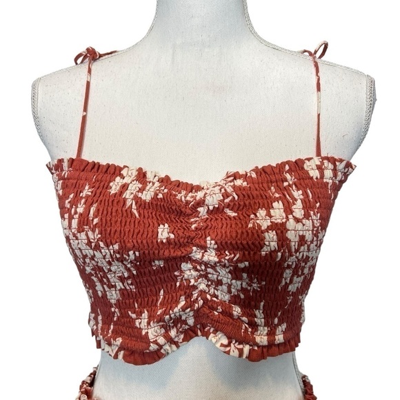 House of Harlow Linen Skirt Set Terracotta Floral Size M NEW - Picture 6 of 12